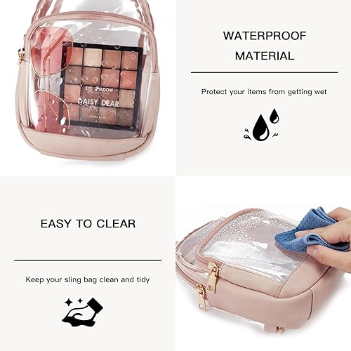 Miniatura 4 de Telena Cangurera transparente, bolsas transparentes para mujeres, bolsa transparente aprobada por estadios para conciertos con correa ajustable,