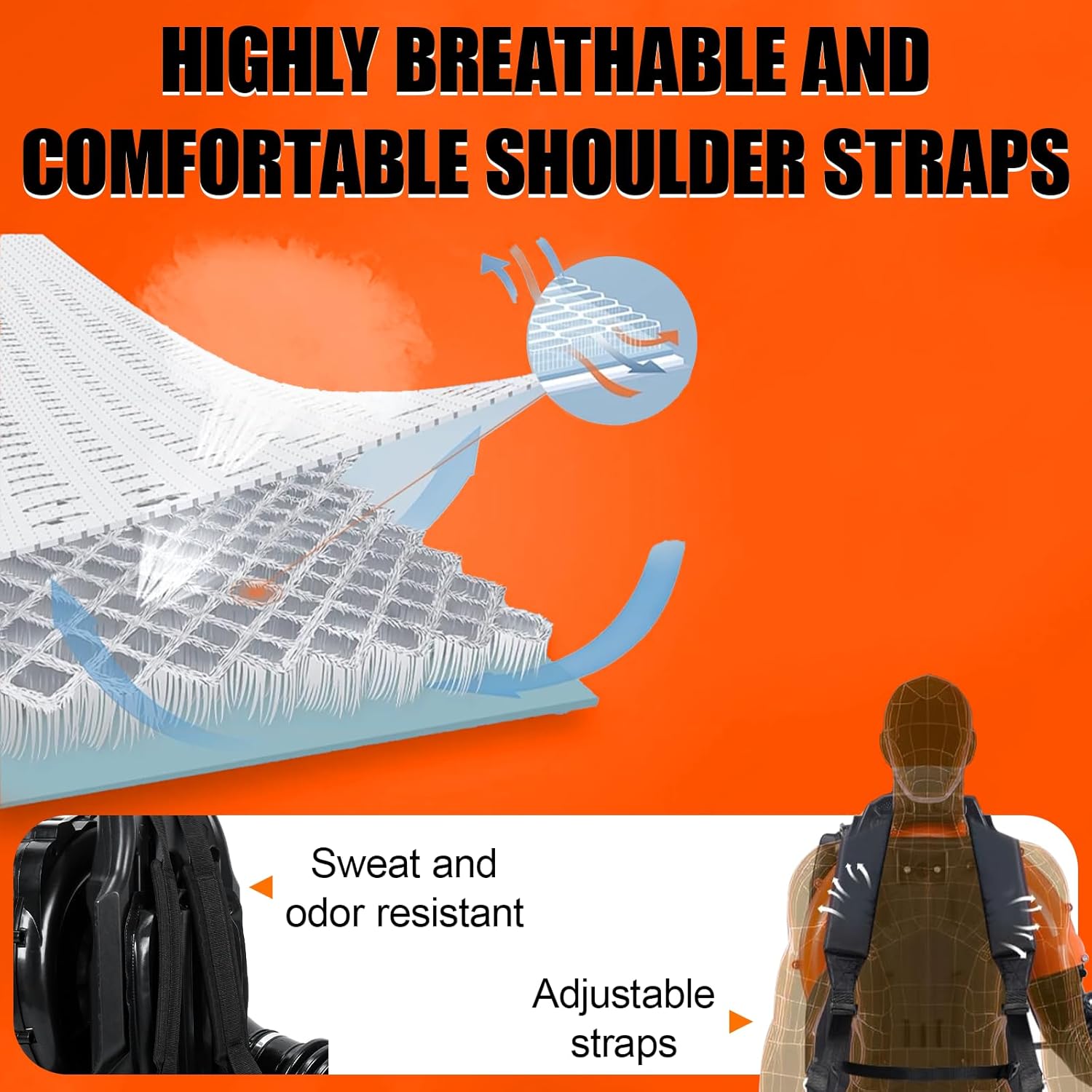 52CC Gas-Powered Backpack Leaf Blower, 550CFM 2-Stroke Engine, Air-Cooled Gasoline Blower with Adjustable Nozzle and Ergonomic Harness for Lawn Care, Snow Removal, and Outdoor Cleaning