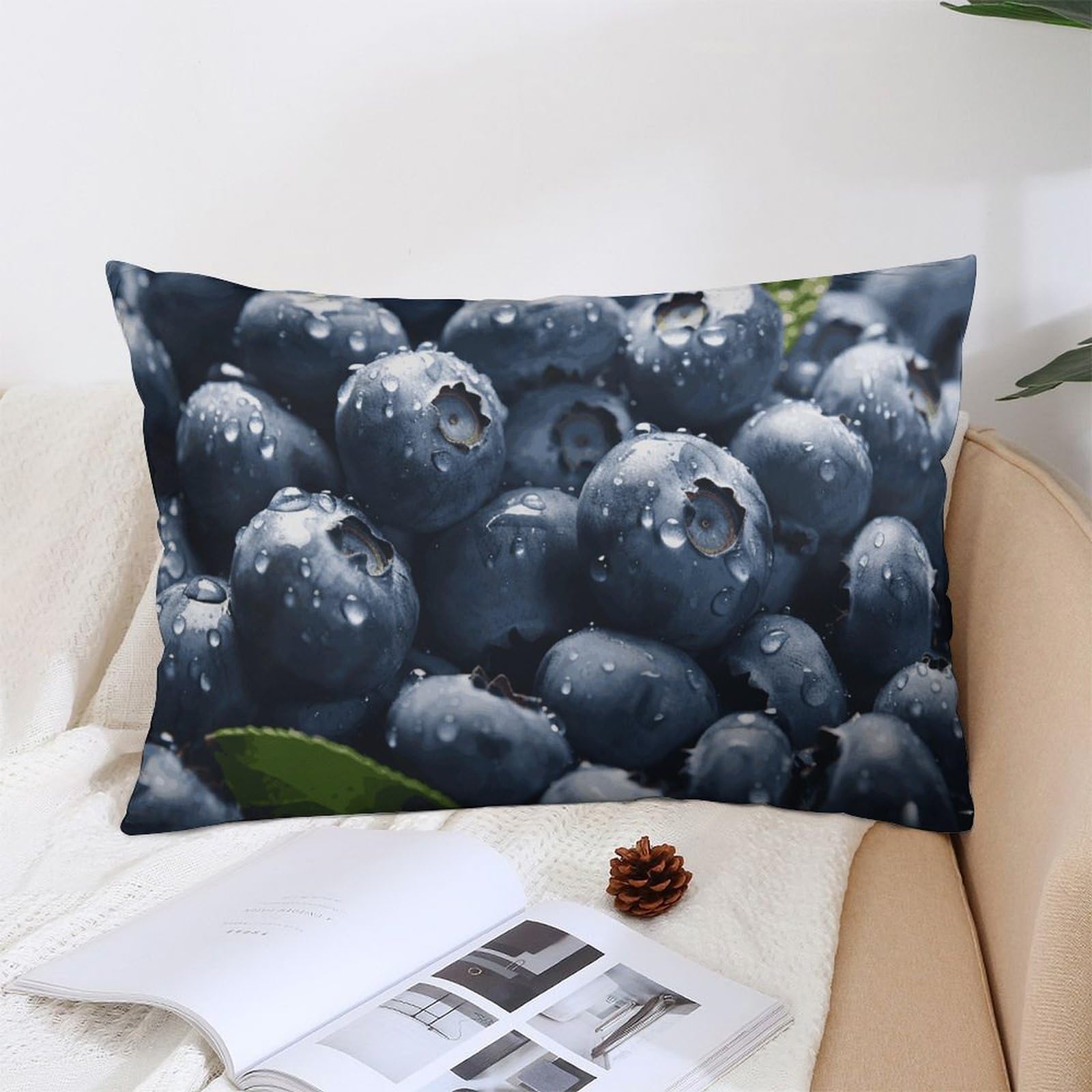 NTVOWPZO Decoration Throw Pillow Covers 12 "x20 Pillowcases Covers Delicious Blueberry Soft Pillowcases Modern Farmhouse Home Decor Sofa Cushions Covers for Couch Bed Living Room