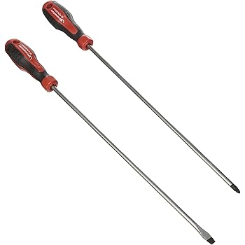 Set Cacciaviti PH2 E Testa Piatta Set 2 Cacciaviti Extra Lunghi Neilsen 450mm - Testa PH2 E Piatta, Con Punta Magnetica, Impugnatura Ergonomica CT1502 Neilsen