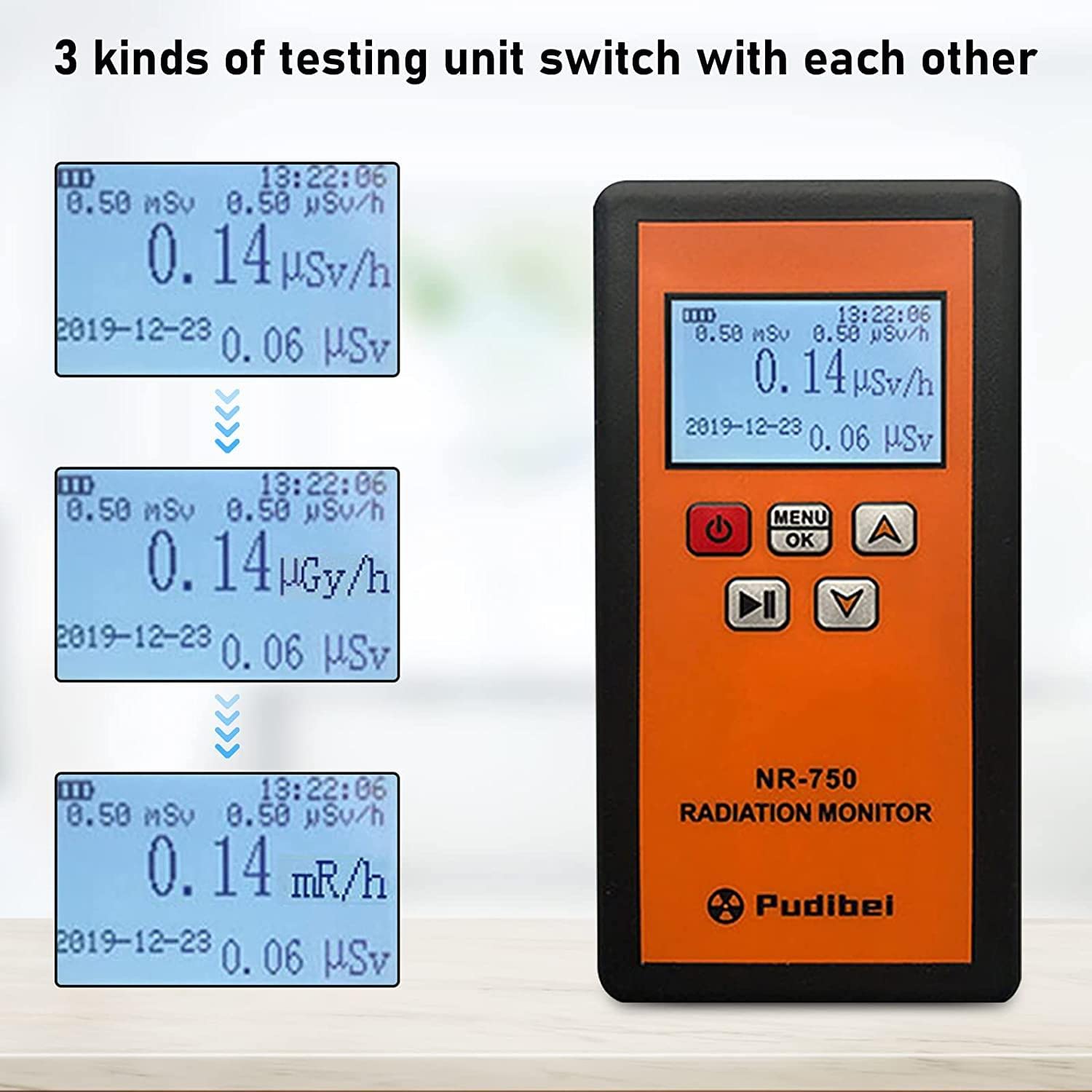 Handheld Nuclear Radiation Meter, Professional Geiger Counter Portable Dosimeter, Multifunctional Radioactive Detector for Electromagnetic Radiation, Y X Ray Tester