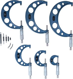 Mefape 6PCS 0-6" Outside Micrometer Set, 0.0001" High Precision Machinist Tools with Standards & Wrench