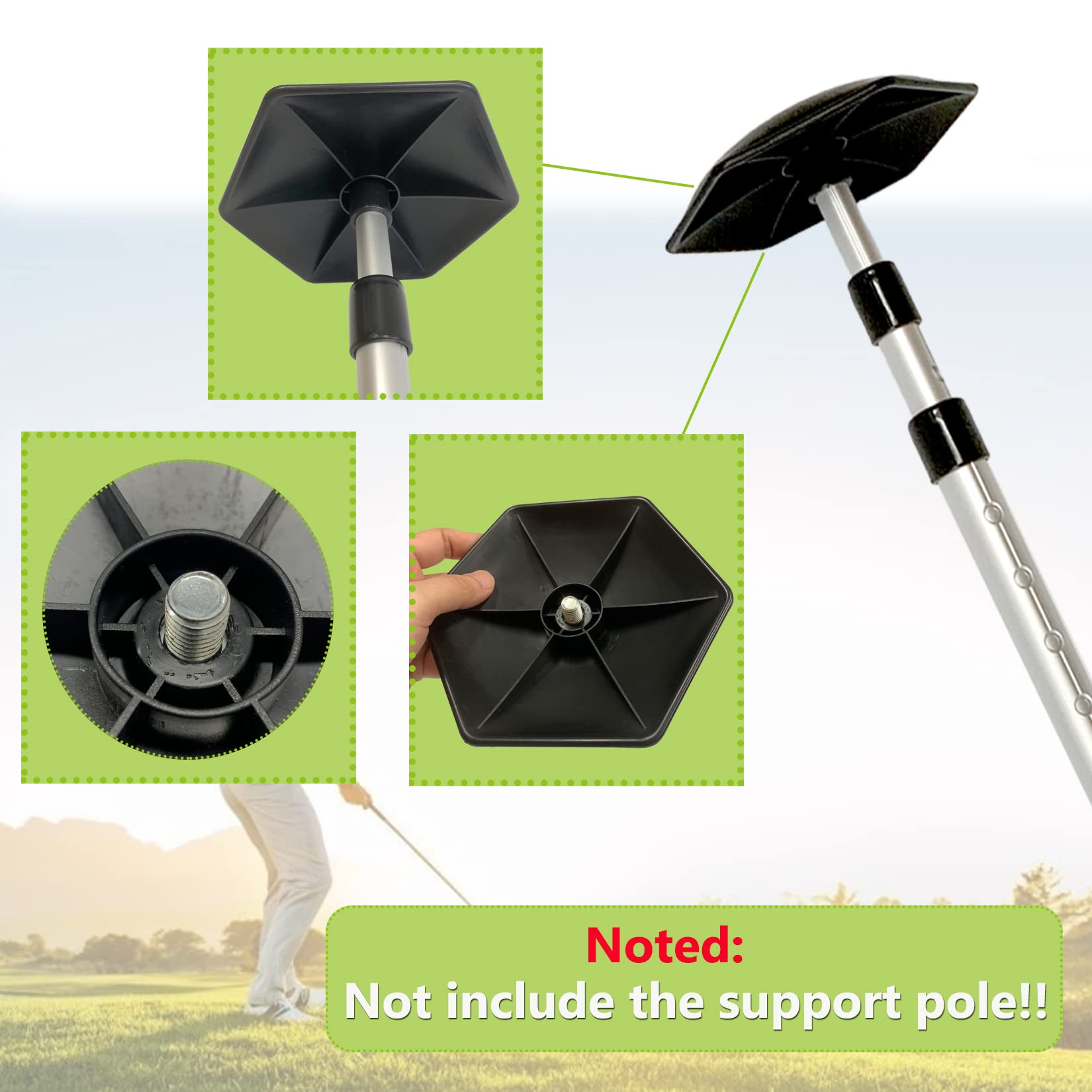 Golf Travel Club Bag Support Rod Mushroom Cap, Plastic, Golf Clubs Trip Cover Support Protector System Accessories, Dia 6" - Image 3