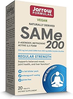 Jarrow Formulas Same 200 mg Highest Concentration of Active S,S Form, Supports Joint Health, Liver Function, Brain Metabolism, Mood & Antioxidant Defense, 20 Servings, White, 20 Count