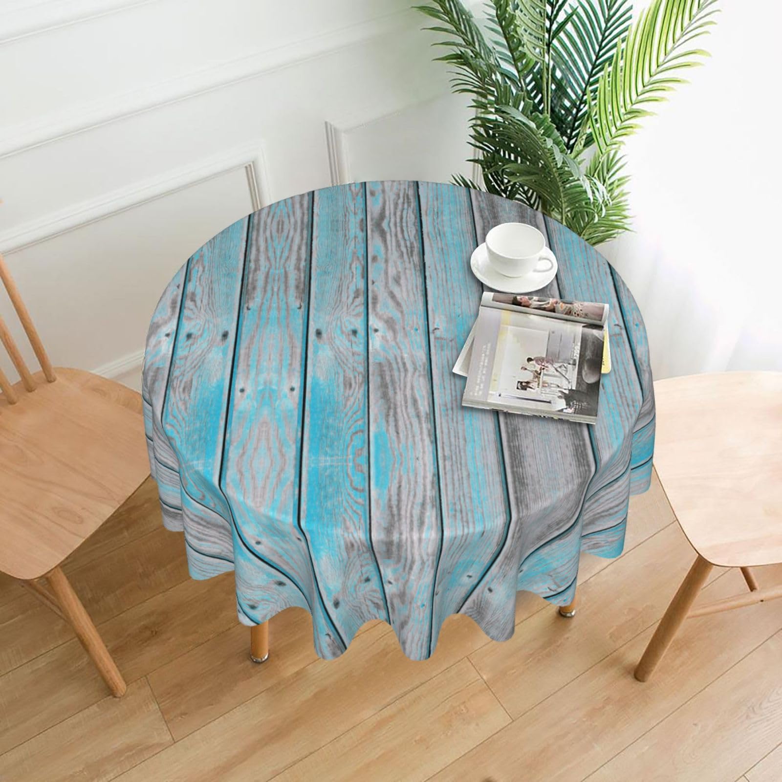 VCzsdff Wood Panels Background Print Stain Resistant Round Tablecloth 60in Family Friendly Polyester Cloth for Kids Meals