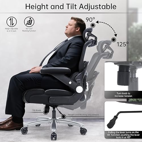 Miniatura 7 de Silla de oficina grande y alta, 500 libras, silla de escritorio resistente para computadora con soporte lumbar, silla de oficina ejecutiva