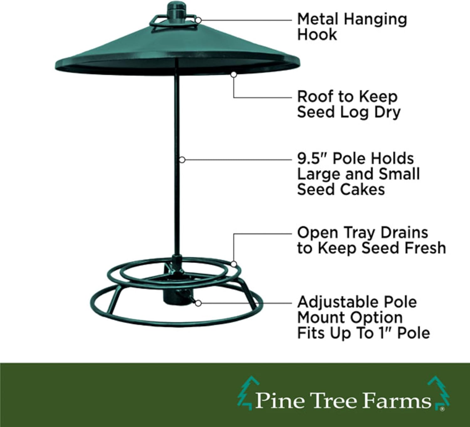 Pine Tree Farms Classic Seed Log Feeder, Green