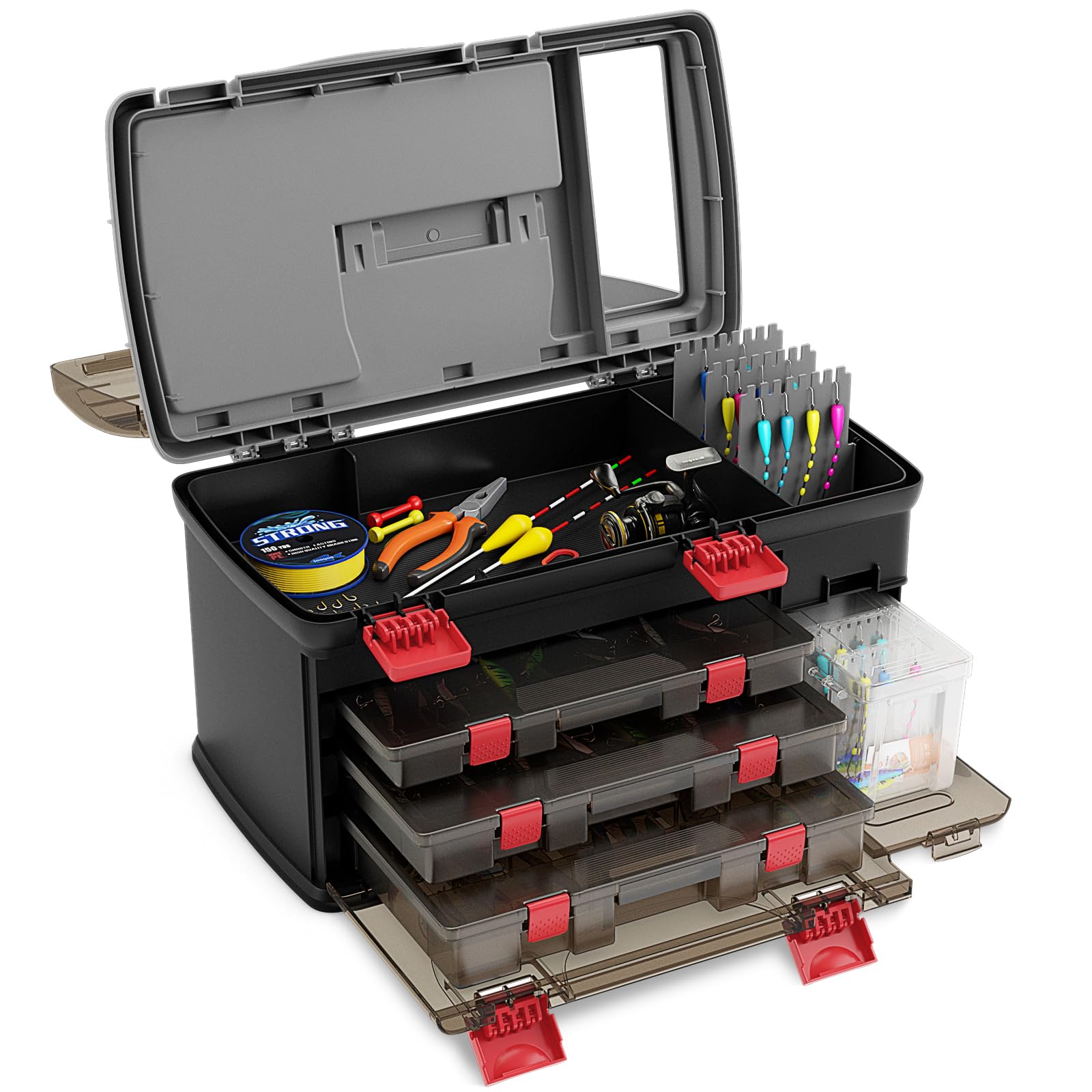 Amazon.com : Goplus Large Tackle Box, Portable Fishing Storage w/ 3  Customizable Boxes & Side Storage, Double-layer Top Compartment, Premium Box  for Tackle & Tool Organization : Sports & Outdoors