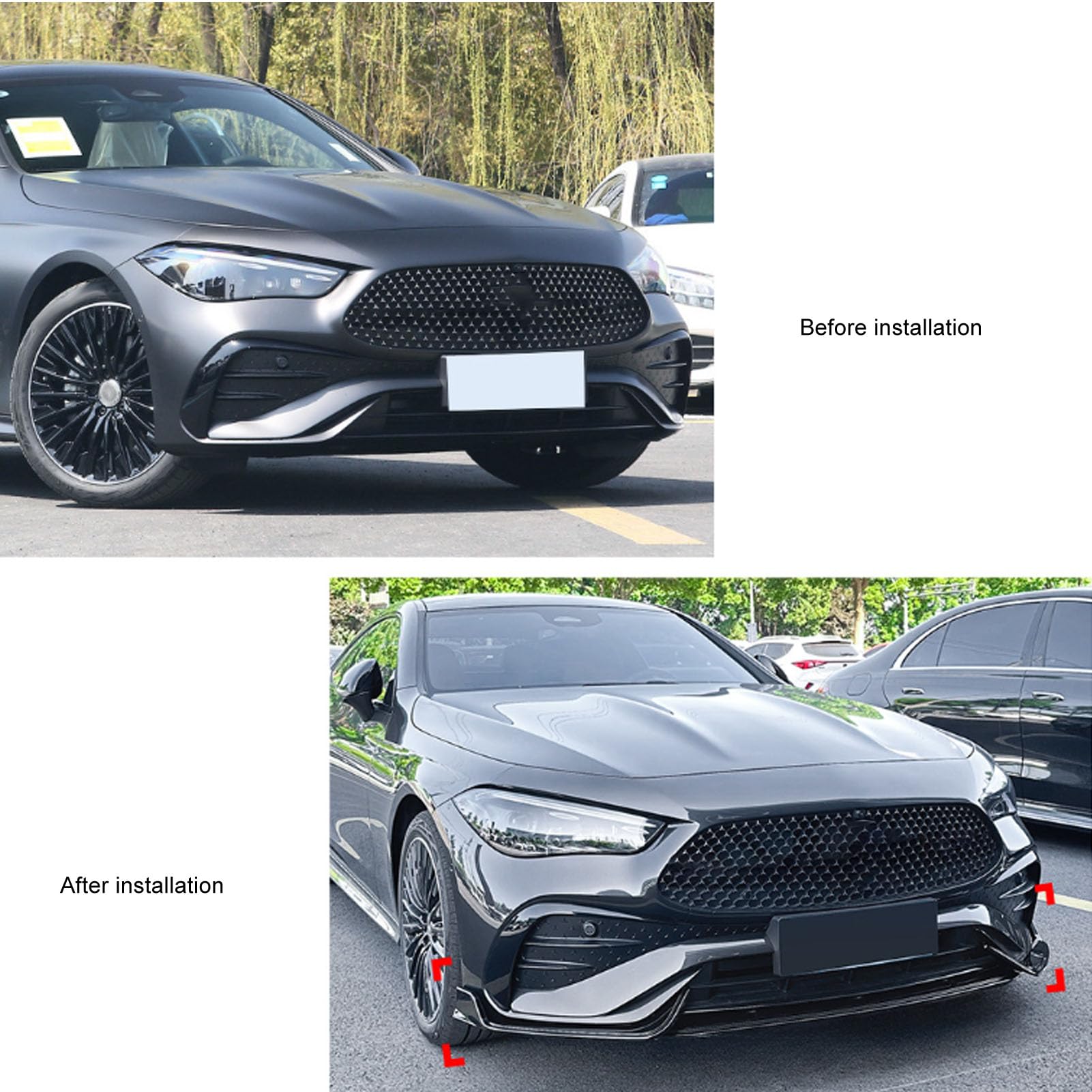 WINH Zestaw Pomadek Przed Samochodem, Wysokie wytrwałość 3 Części Poprawia stabilność Stabilności Przed Separatorem Warg dla Coupe Klasy Kluczowej C236 2024 (czarny błyszczący)