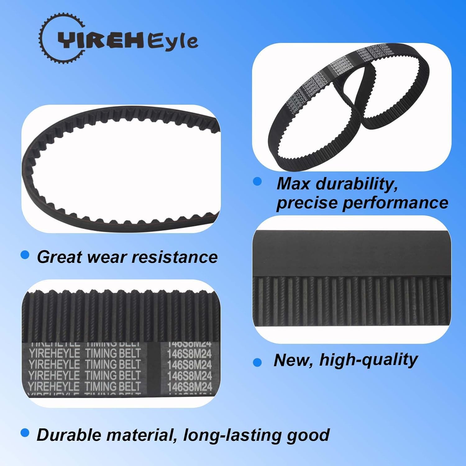 Timing Belt 146S8M24 Compatible with 55575247 for Chevrolet Cruze, Sonic, Aveo, Aveo5,Made of HNBR and Fiberglass Materials