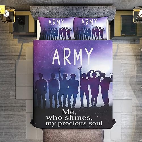 Miniatura 7 de Liliha BTS - Juego de funda de edredón de 3 piezas de 79 x 90 pulgadas, estampado de doble cara para niños, adolescentes, niñas, niños, con 1 funda