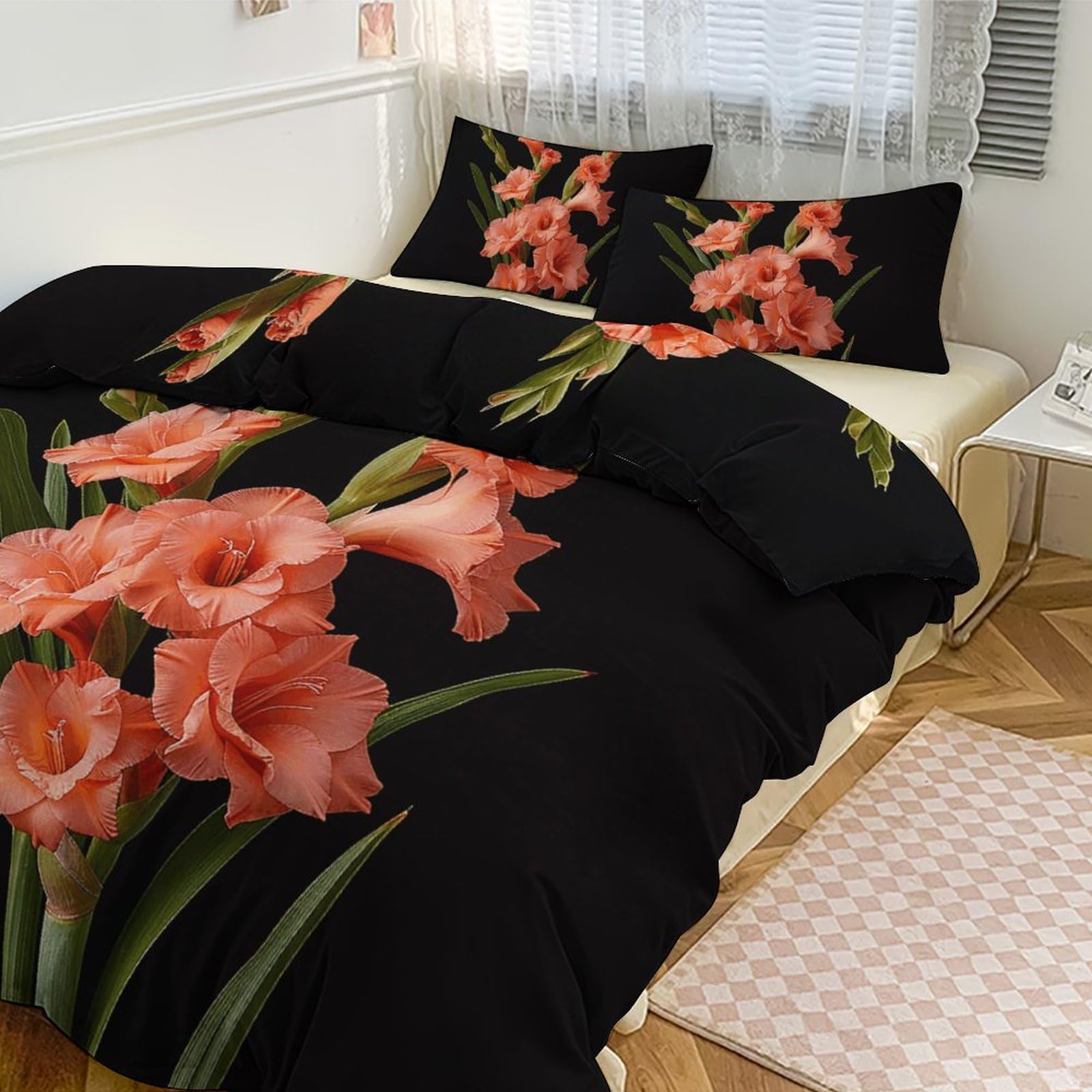 Parure de lit double réversible en microfibre douce pour toutes saisons