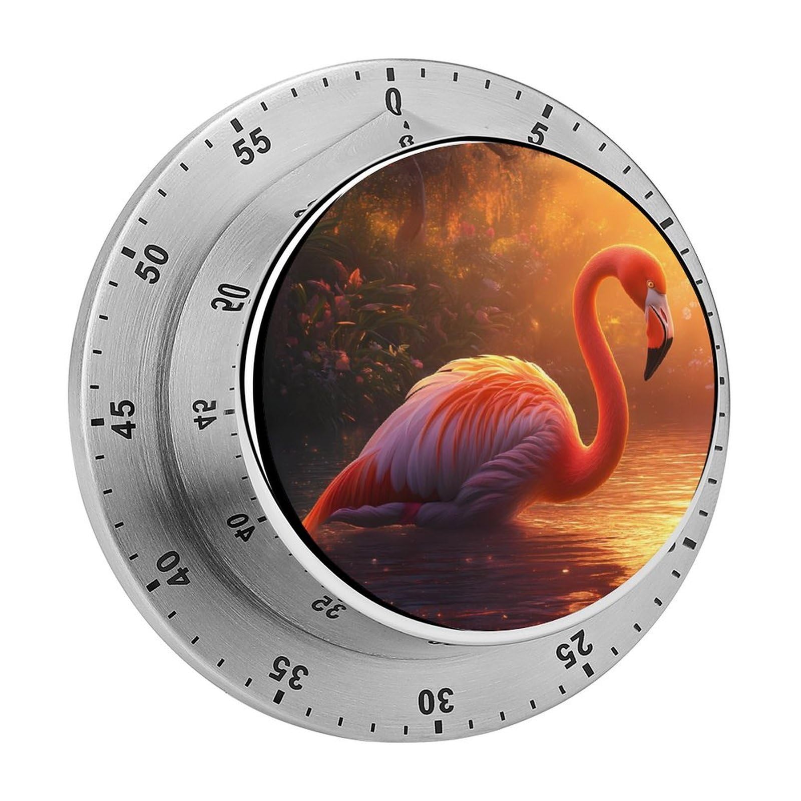 Flamingo in Water Funny Timer 60 Minute Countdown Timer Mechanical Time Management Tool for Kitchen Work