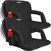 Vista 9 de Driftsun - Paquete de 2 sillas para estadio reclinable con respaldo, de lujo, silla deportiva plegable para gradas, césped y patios traseros