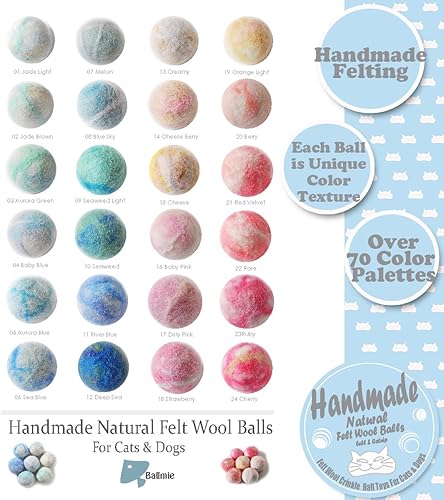 Miniatura 6 de Pelota de fieltro para gatos con gato y campana, hecha a mano natural (5 unidades)