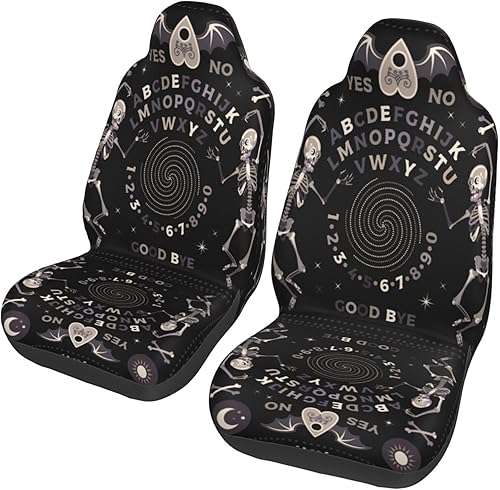Miniatura 2 de Juego de fundas de asiento de coche de ocultismo gótico con diseño de ouija mágica vintage, juego universal de tela plana para asiento de automóvil,