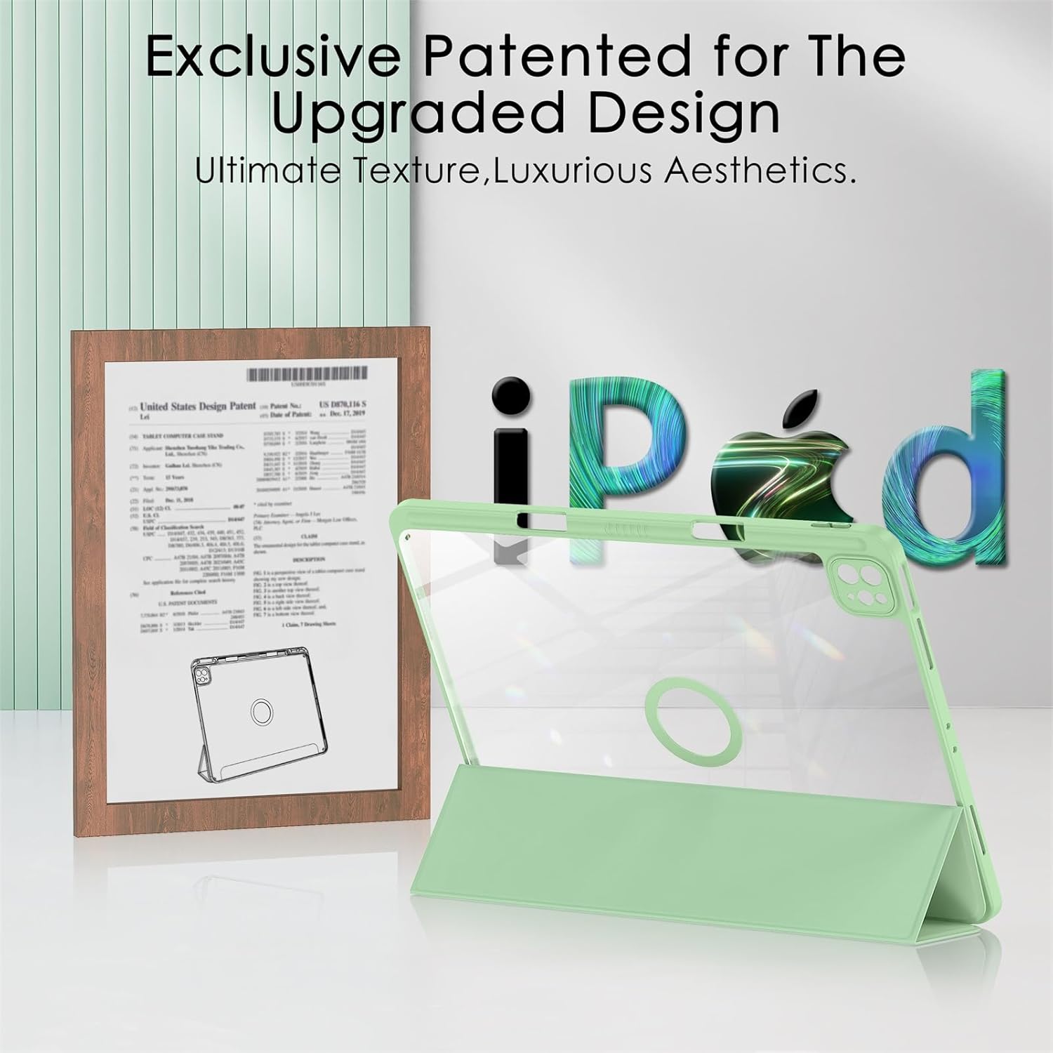 Soke for New iPad Air 13 Inch Case (M3 2025/M2 2024) with Pencil Holder, [Auto Wake/Sleep + Camera Protection] Shockproof Cover with Clear Transparent Back for Apple iPad Pro 12.9", Matcha Green