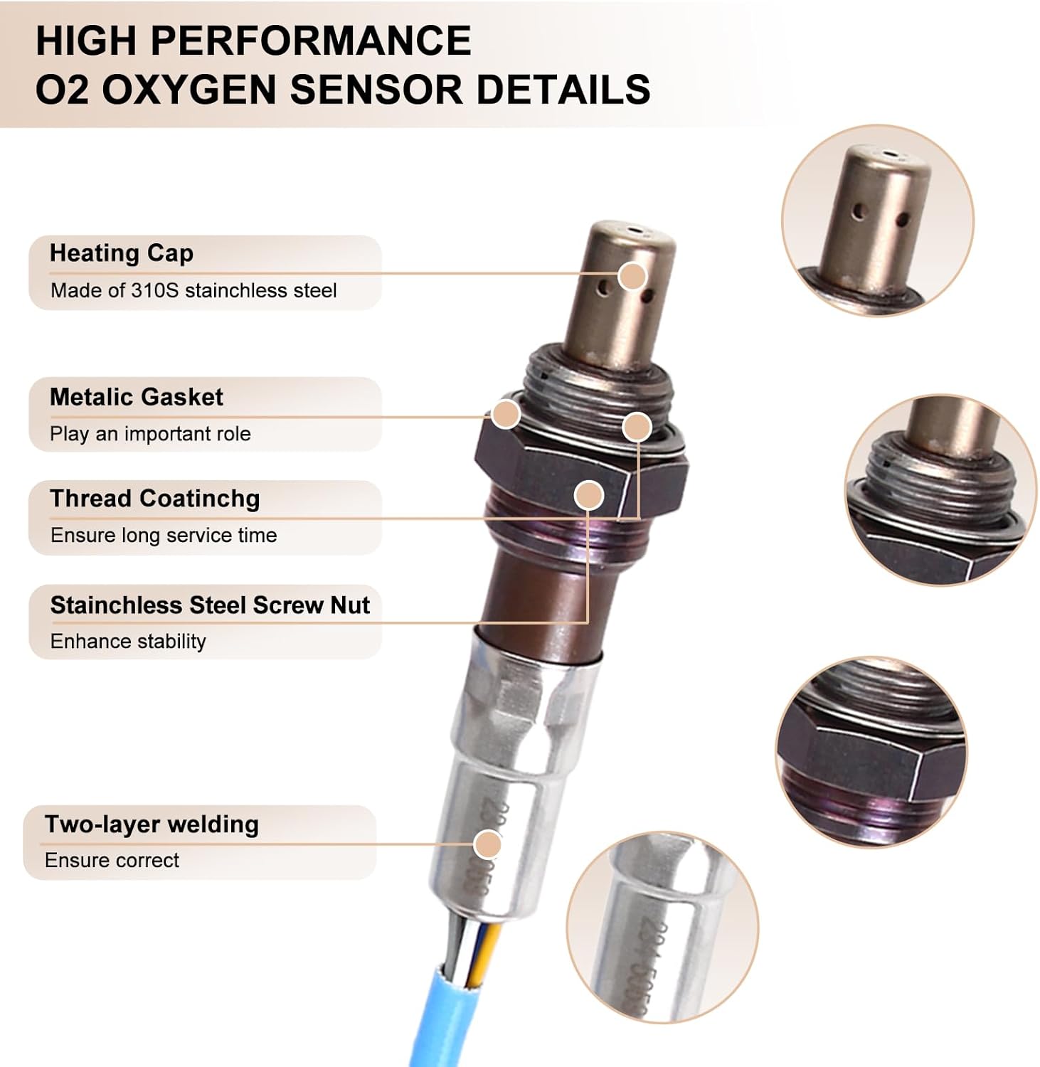 Oxygen O2 Sensor Upstream Downstream Fits for Acura MDX Base Sport Utility 4-Door 3.7L V6 2007 2008 2009, Replace 234-5053, 36531-RGW-A01, 36531-RKG-A01, 234-4351, 36532RBRA01 2Pcs