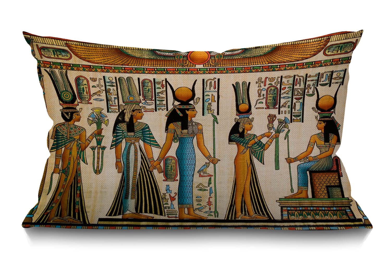 Bgbdeia Multi 284 Old Egyptian Cushion Historical Empire Artwork Lumbar Pillow Covers Home Decorative Cotton Linen Pillow Case For Sofa Couch Housewarming Gifts Family Room Décor Rectangle 12 X 20 Inches 30 X 50 Cm