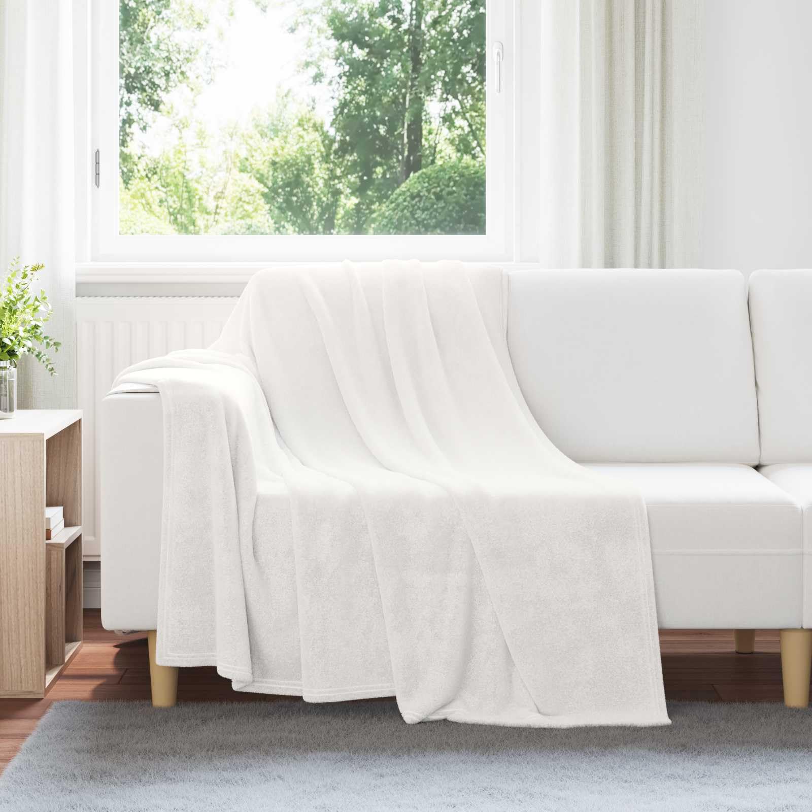 Jeté blanc INLIFE 150 x 200 cm Toison l'élégance textile durable