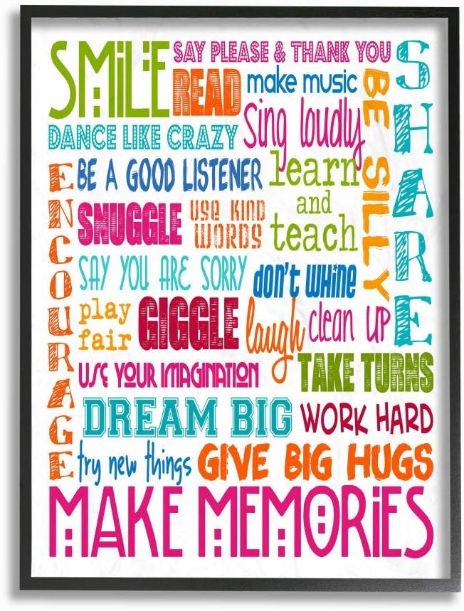 The Kids Room by Stupell Smile Make Memories Rainbow Canvas Wall Art, 16 x 1.5 x 20, Proudly Made in USA