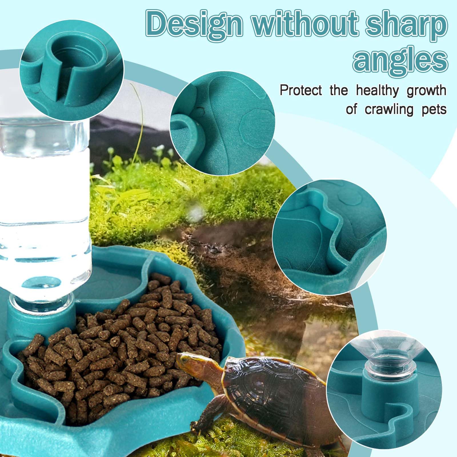 Hyran Bebedero Reptiles, Juego de Tazones de Agua de Tortuga 2 en 1, Reptil Bebiendo Agua + Cuenco de Comida, Accesorios para Reptiles para Tortuga, Lagarto, Hámster, Serpiente