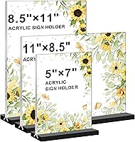 Vista 6 de Soporte de Letrero Acrílico 11x8.5 Pulgadas Horizontal en Forma de T, Doble Cara, Transparente, Soportes de Menú de Mesa Plásticos, Portarretratos