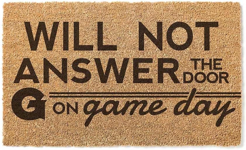 KH Sports Fan Will Not Answer on Gameday Coir, 18x30 Inches, Outdoor Rug Display Your Team Spirit with This Unique Georgetown Hoyas Doormat, Multi