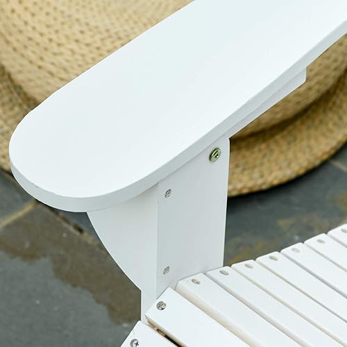 Miniatura 8 de Outsunny Silla Adirondack plegable de 3 piezas con otomana y mesa auxiliar, sillas de madera para fogatas al aire libre con respaldo alto,