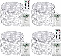 Vista 20 de Paquete de 4 luces de hadas que funcionan con pilas con temporizador de control remoto, tira de luces LED para decoración de interiores
