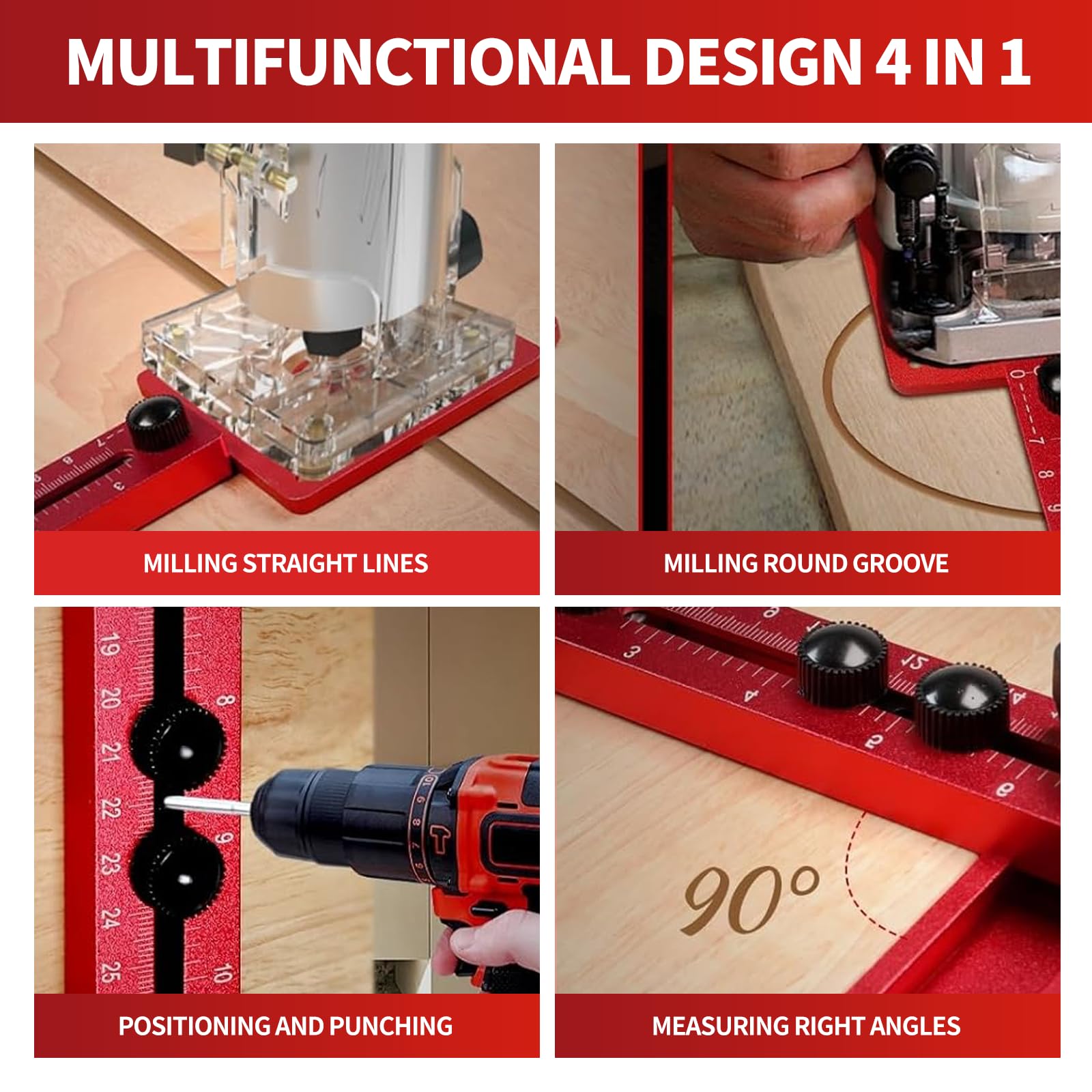 Upgraded Router Milling Groove Bracket,Adjustable Cabinet Template Tool,Cabinet Hardware Jig, Router Jigs for Woodworking - Image 2