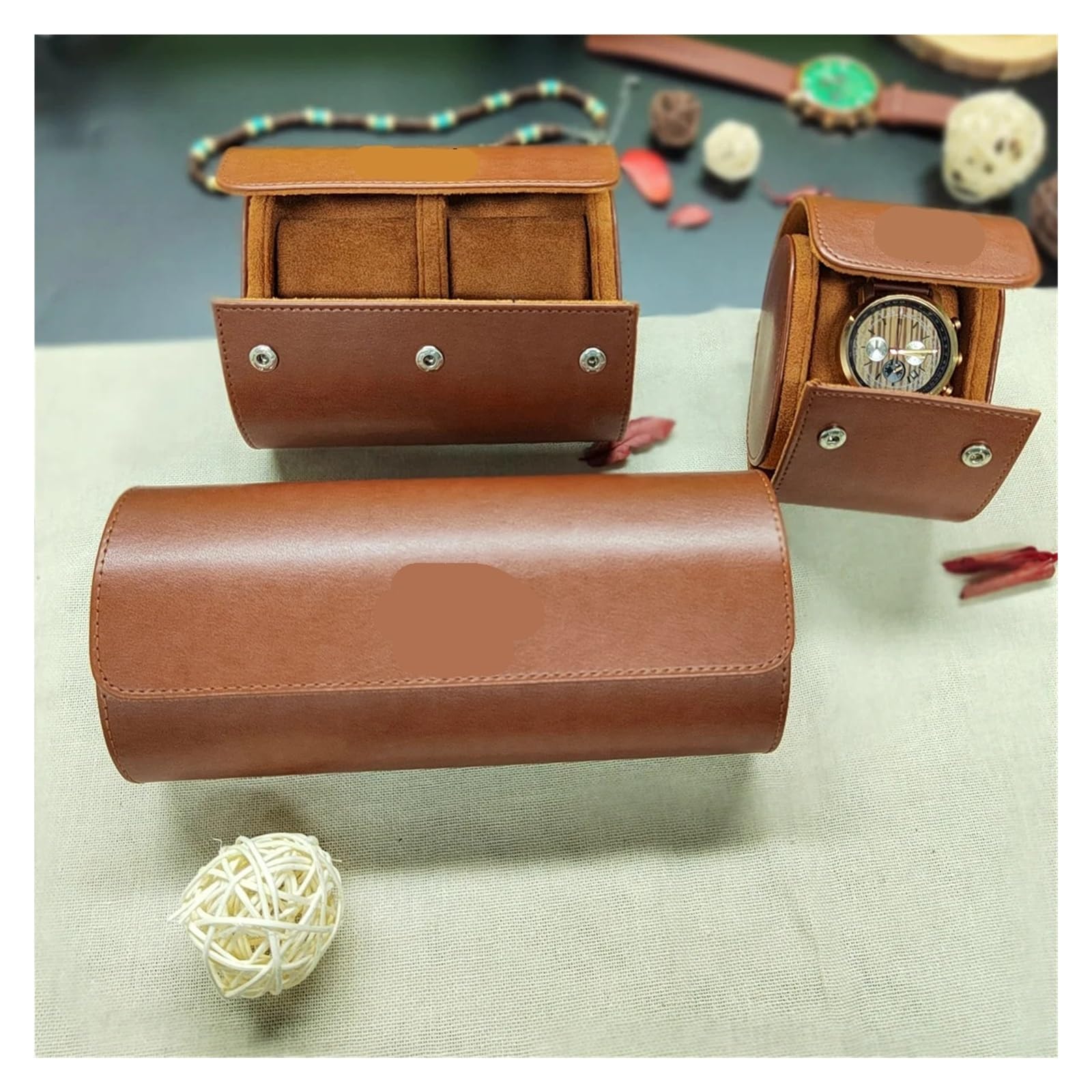 Uhrenaufbewahrungstasche 1/2/3-Slot Uhrenrolle Reiseetui Uhrenetui Leder Uhrenbox for die Reise Herren Gfits Uhren Reiseetuis(3Slot Black)