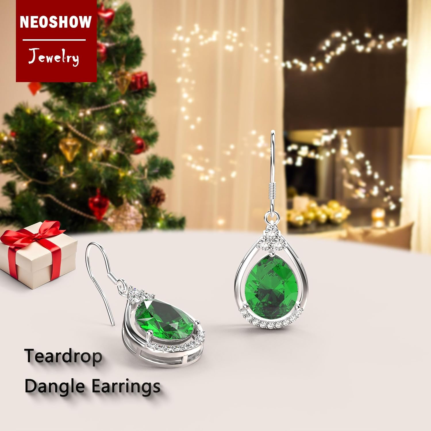 18K White Gold Plated Sterling Silver Teardrop Cubic Zirconia Drop Dangle Earrings for Women Pear Cut CZ Diamond Dangle Earrings Hypoallergenic Jewelry - Image 6