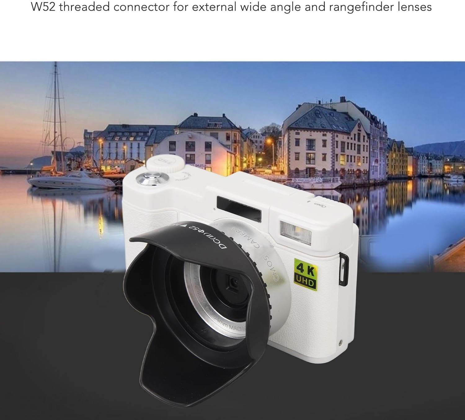 4K Digital Camera, 3inch 48MP 16X Zoom 180° Flip Screen Small Camera, Auto Focus Vlogging Camera with Face Beautying Function, Gifts for Teens Adult Beginner Kids (White)