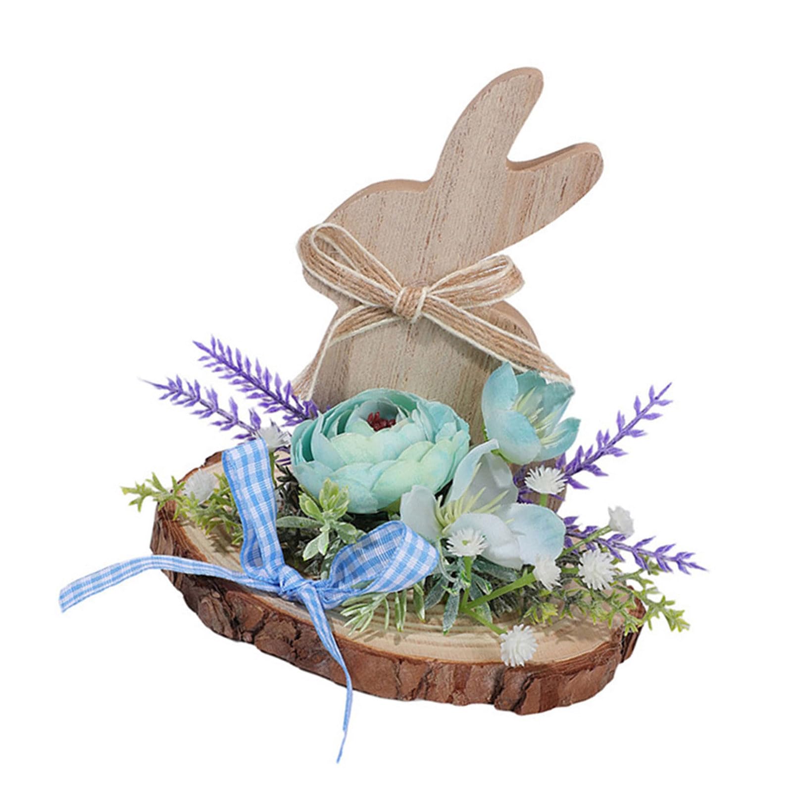 GKYQVE Wooden Easter Hare Ornament Hand Carved Wood Animal Figurine Holiday Decoration for Tabletop Mantels Home Decoration Easter Wooden Hare