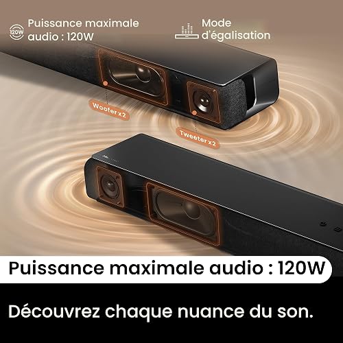 Hisense HS1000 2.0 Channel Sound Bar Max 120W Audio Power Dolby Audio, DTS Virtual:X, Voice Enhanced, TV Mode, EzPlay - 3