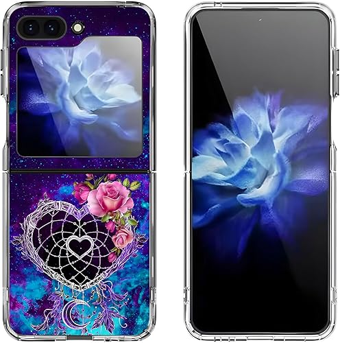 Funda rígida para Samsung Galaxy Z Flip 5, atrapasueños, espacio de flores, antiarañazos, sólida, a prueba de golpes, funda protectora para Samsung
