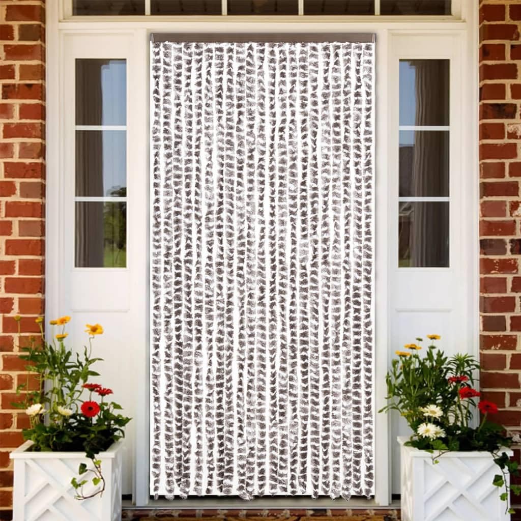 Hothingwell Zasłona przeciw muchom Chenille 90 x 200 cm Szarobrązowa