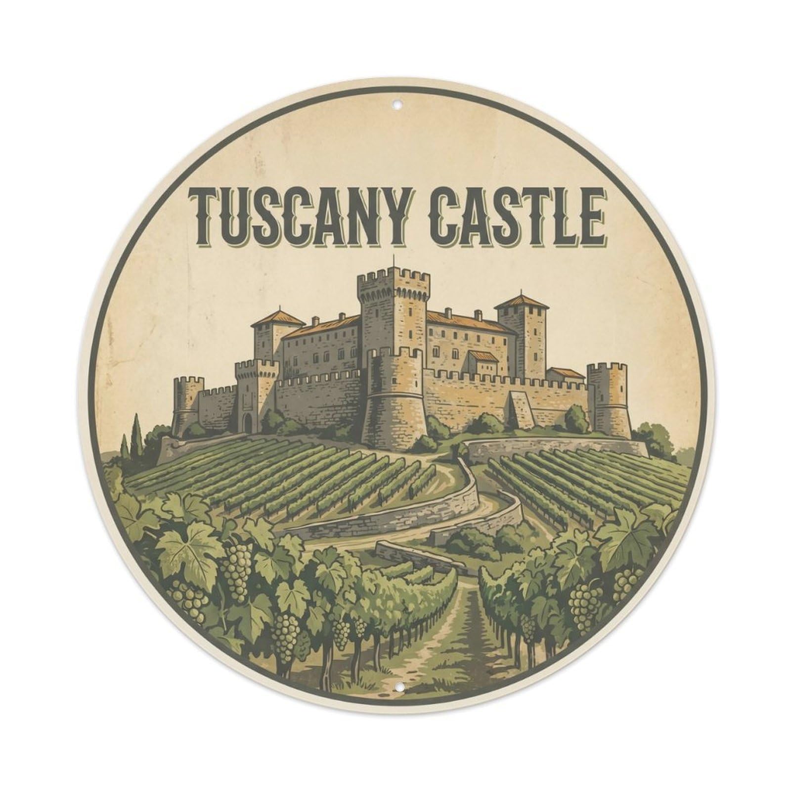 Tuscany Italy Castle City Landmark Travel Classic Metal Tin Sign