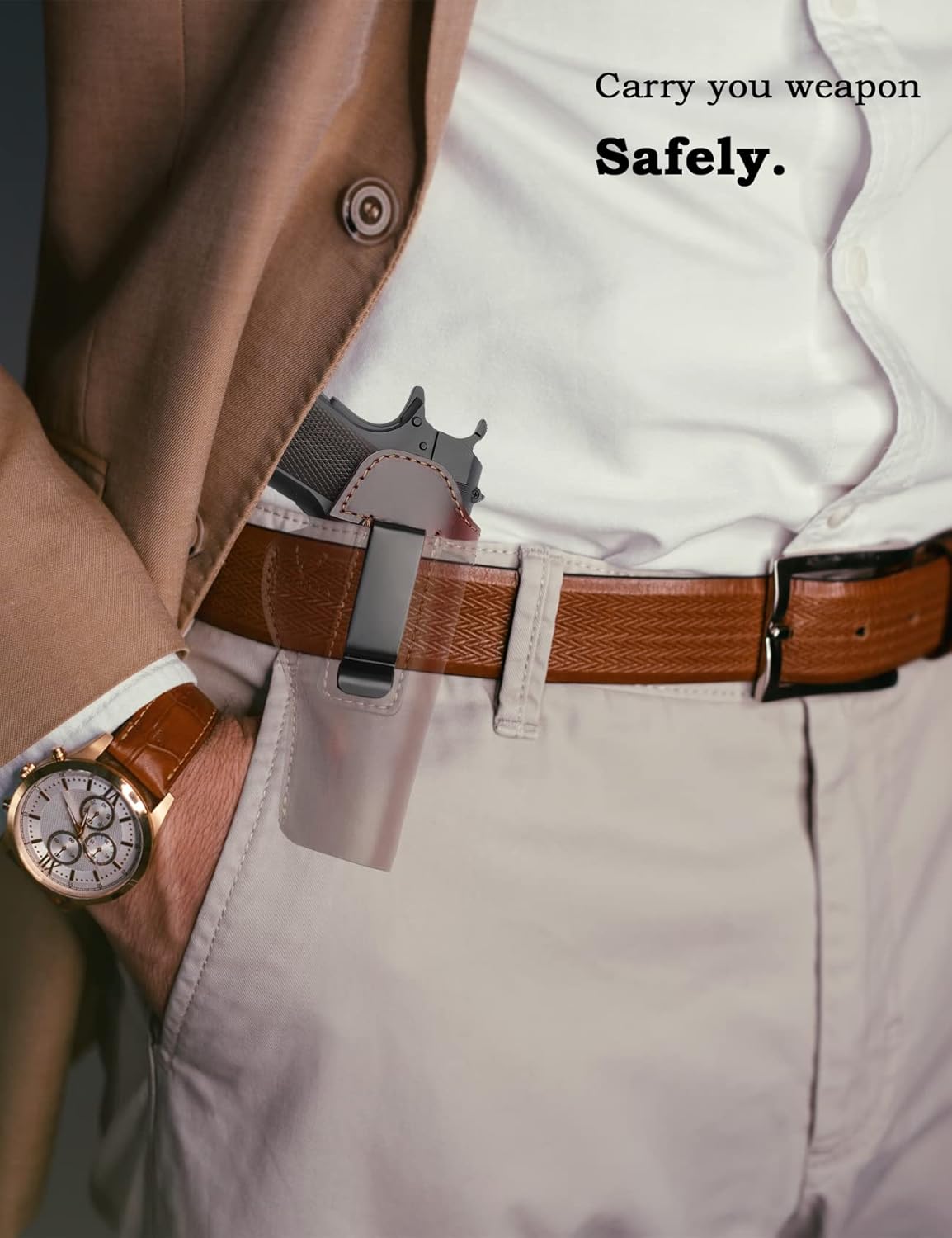 1911 Holster - Genuine Leather IWB Holster for Concealed Carry - Compatible with Kimber 1911/Colt 1911 /S & W 1911/Sig Sauer 1911/ Remington - Ruger & More 5 inch Barrel Pistols