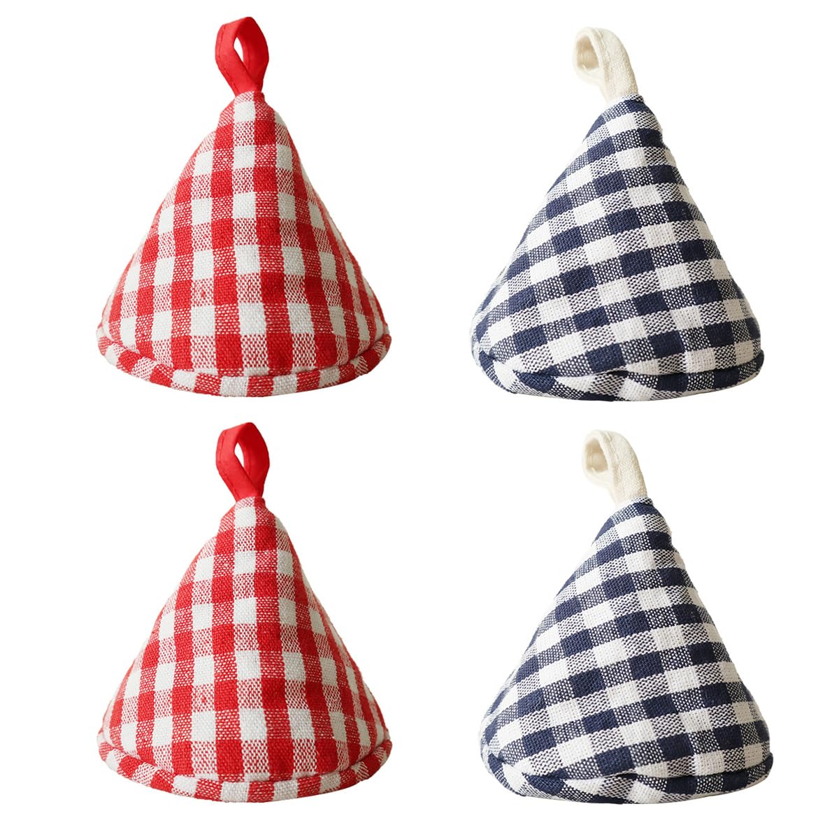 Petunny 4 Pcs Triangle Cotton Handle Cover Sleeves - Heat Insulated Grip for Pot Lids - Funny Hot Mitt Anti-Scald Casserole