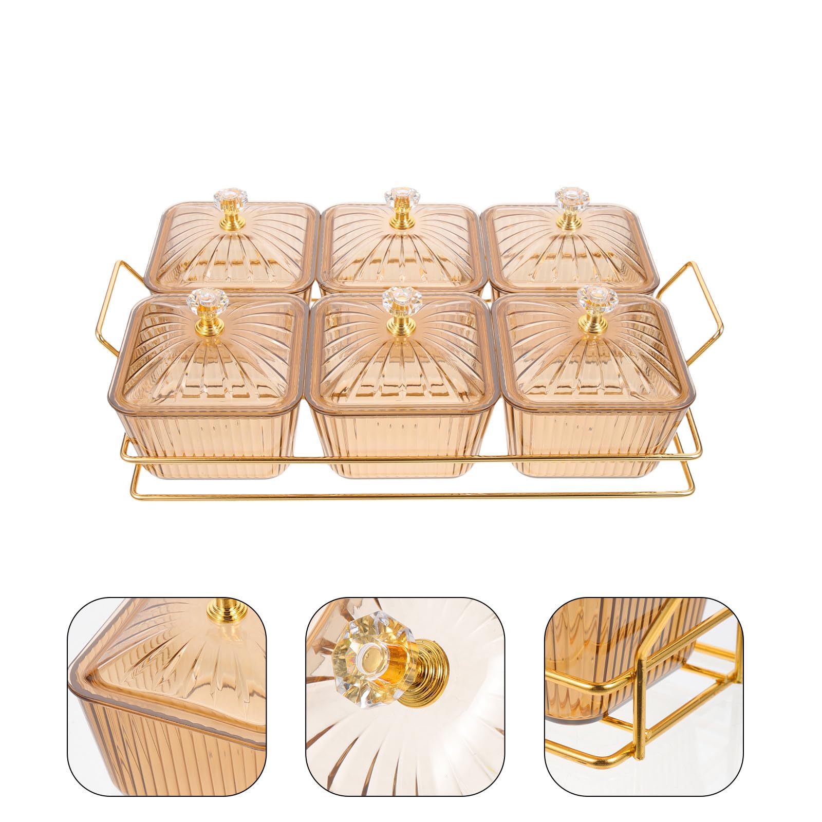 SHINEOFI Plato para Servir Aperitivos Bandeja Creativa de Hierro Dorado con 6 Compartimentos Adecuado para Snacks y Frutas para Boda y Fiesta