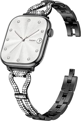 Wepro Dressy Bracelet for Apple Watch Bands for Women 40mm 42mm 41mm 38mm 44mm 45mm 46mm 49mm Bling Diamond Metal Band for iWatch Bands SE Series 11 10 9 8 7 6 5 4 3 2 1 Ultra Thin Luxury Strap