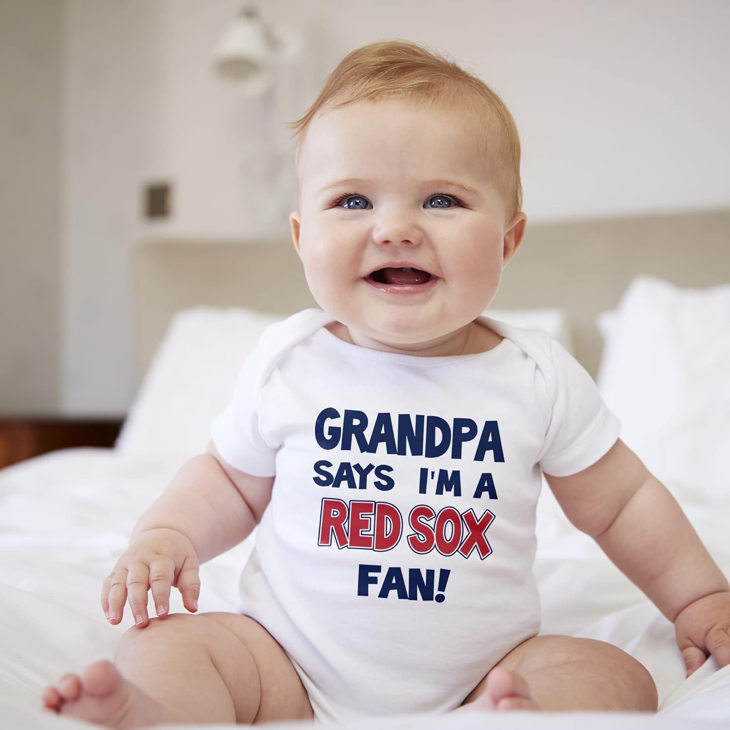 NanyCrafts' Grandpa Says I'm a Red Sox Fan Baby Bodysuit, Baby Red Sox Fan