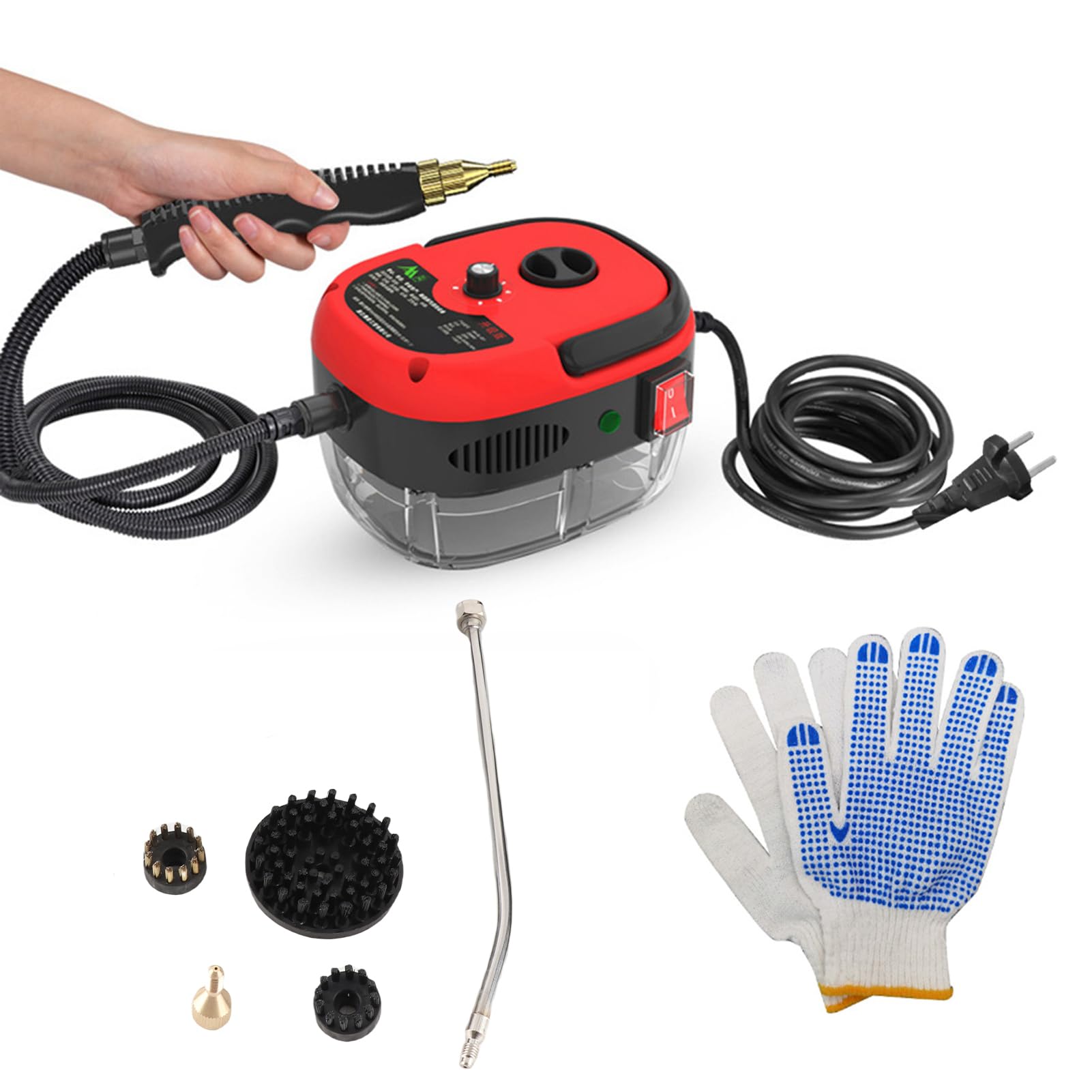 Kavolet Limpiador de vapor multifunción de 2500W, alta temperatura, prensado, vapor, máquina de limpieza con cabezales de cepillo portátil, limpiador a vapor