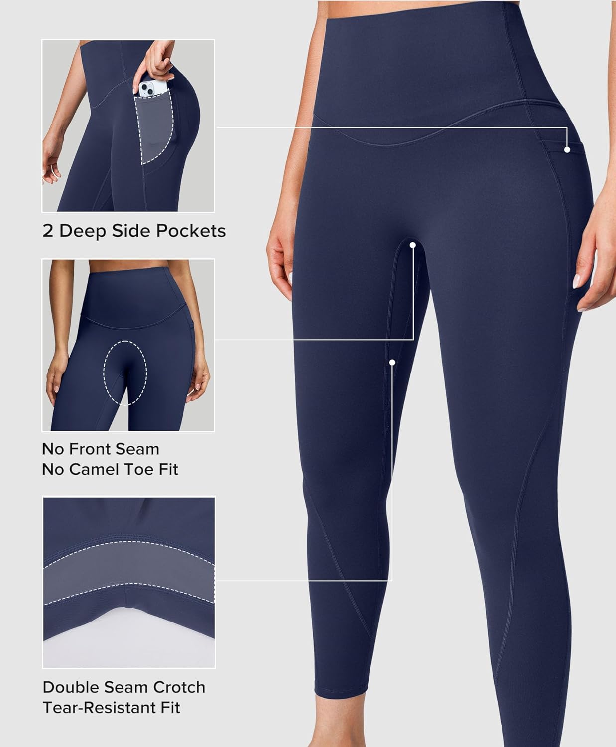 BRXL Scrunch Butt Lifting Leggings with Pockets for Women, 25" Tummy Control High Waisted No Front Seam, Workout Gym Leggings