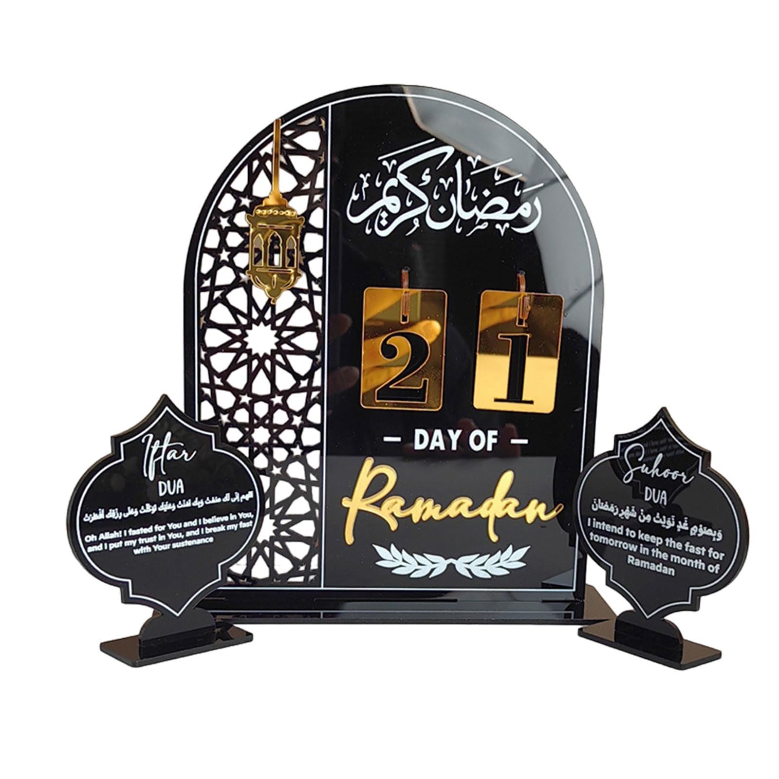 Carotoe Black Delicate Acrylic Eid Decors Middle Eastern Styles Countdown Display Ornament Acrylic Decorations For Festival Settings Seasonal Countdown Stand