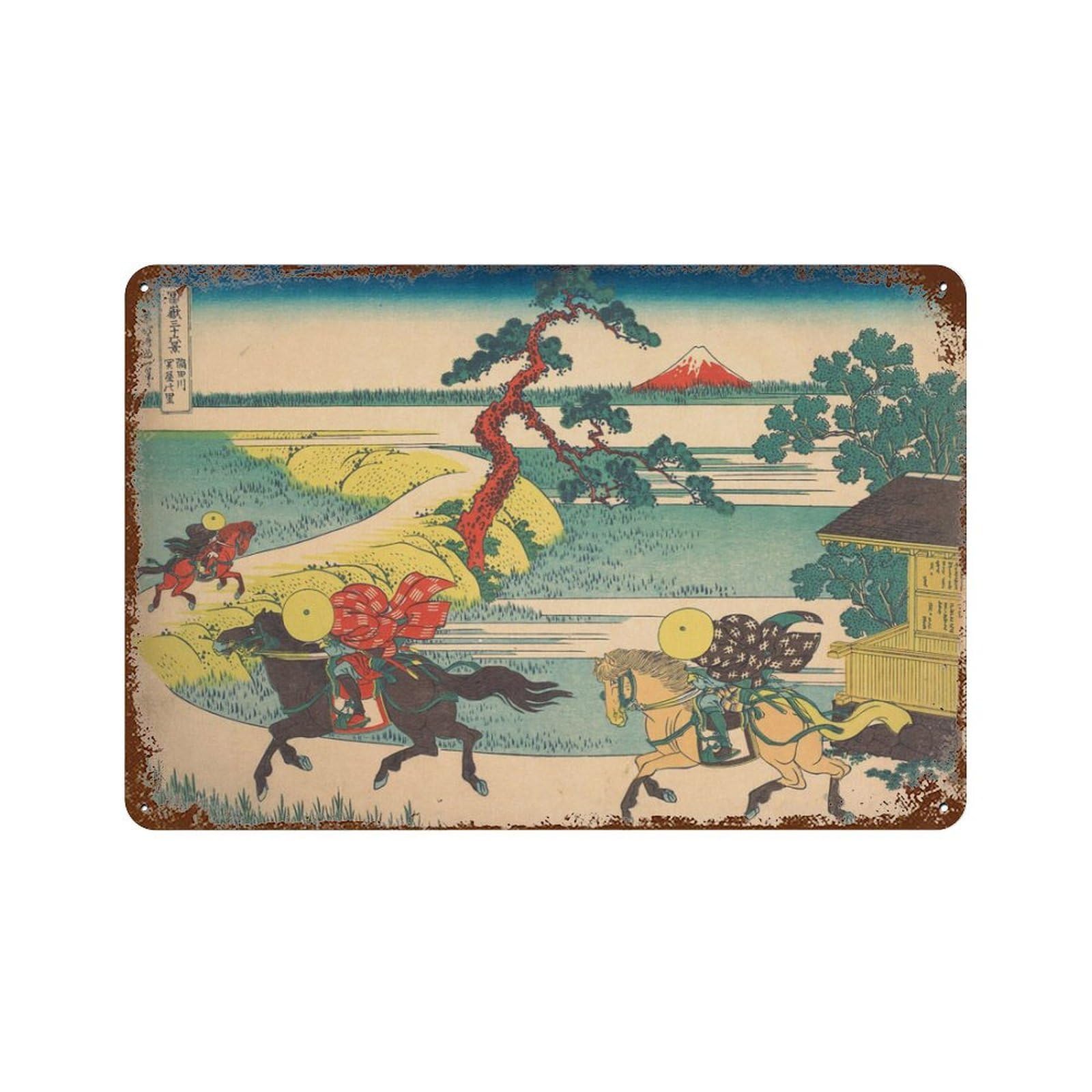 xiaoxiaoshen Hokusai Japanese Sekiya Village, Sumida River Wall Decor Art Metal Tin Poster Modern Home Decor Art Home Bar Shop Decorations Vintage Sign 20x30cm
