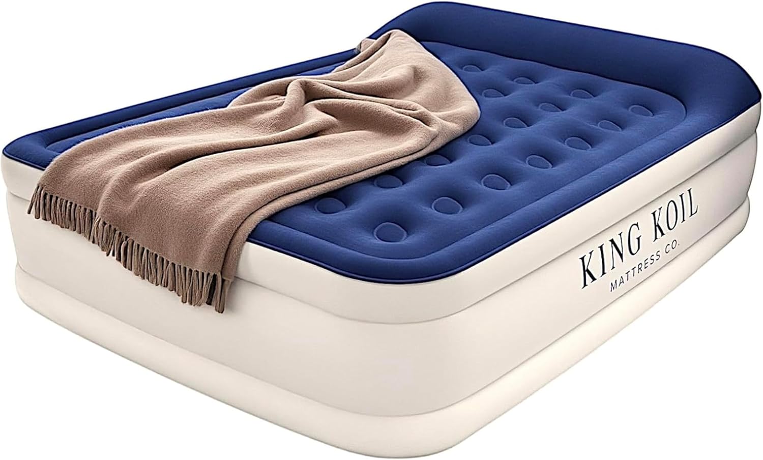 King Koil Luxury Full Size Air Mattress with Built-in Pump for Home, Camping & Guests, 16" Inflatable Airbed Double High Adjustable Blow Up Mattress, Durable - Portable and Waterproof