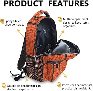 Basketball Backpack for Girls & Boys, 17 Inch Basketballs Print Backpacks for School, Cute Lightweight Bookbag for Kids